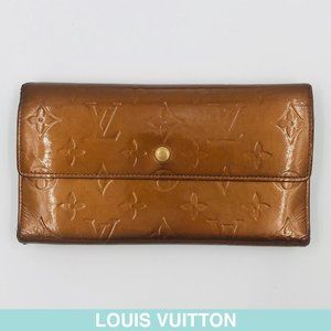 Auth Louis Vuitton Monogram Vernis brown wallet